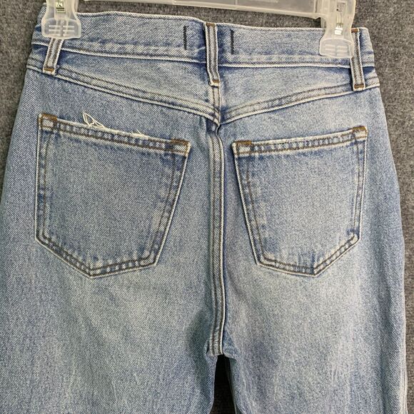 Abercrombie & Fitch High Rise Vintage Straight Jeans Sz 25 Button Fly Destroyed - Picture 7 of 16
